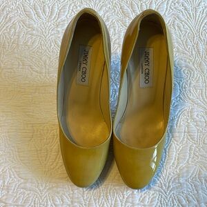 Jimmy Choo “Alex” Classic nude patent leather platform pump